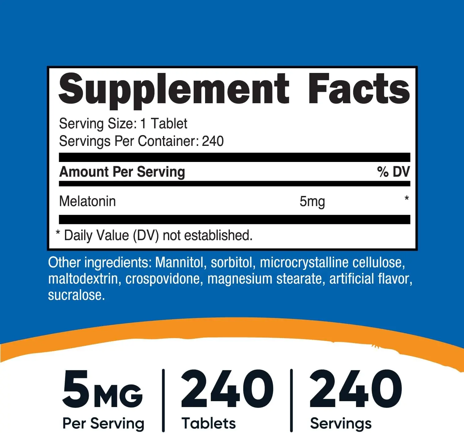 Nutricost Melatonin (Fast Dissolve) 5 mg Tablets